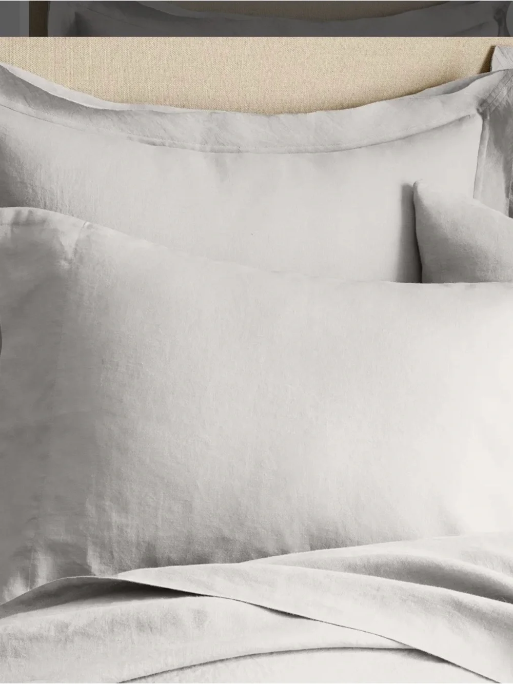 Quince- European Linen Double Flange Sham Set King - light gray